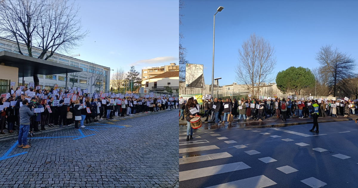 Protesto: Centenas de professores e funcionários marcham pelas ruas de Famalicão