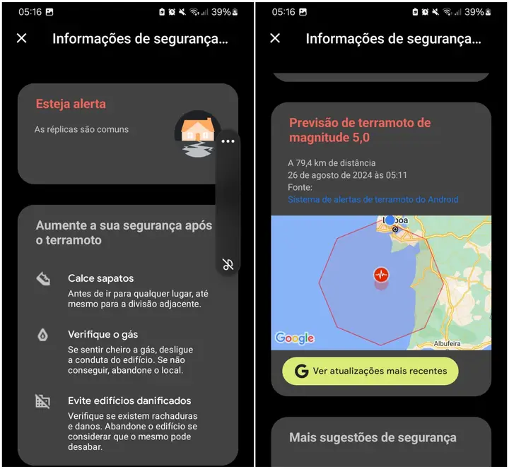 Sismo em Portugal: Telemóveis Android ‘dispararam’ alerta com recomendações para a população