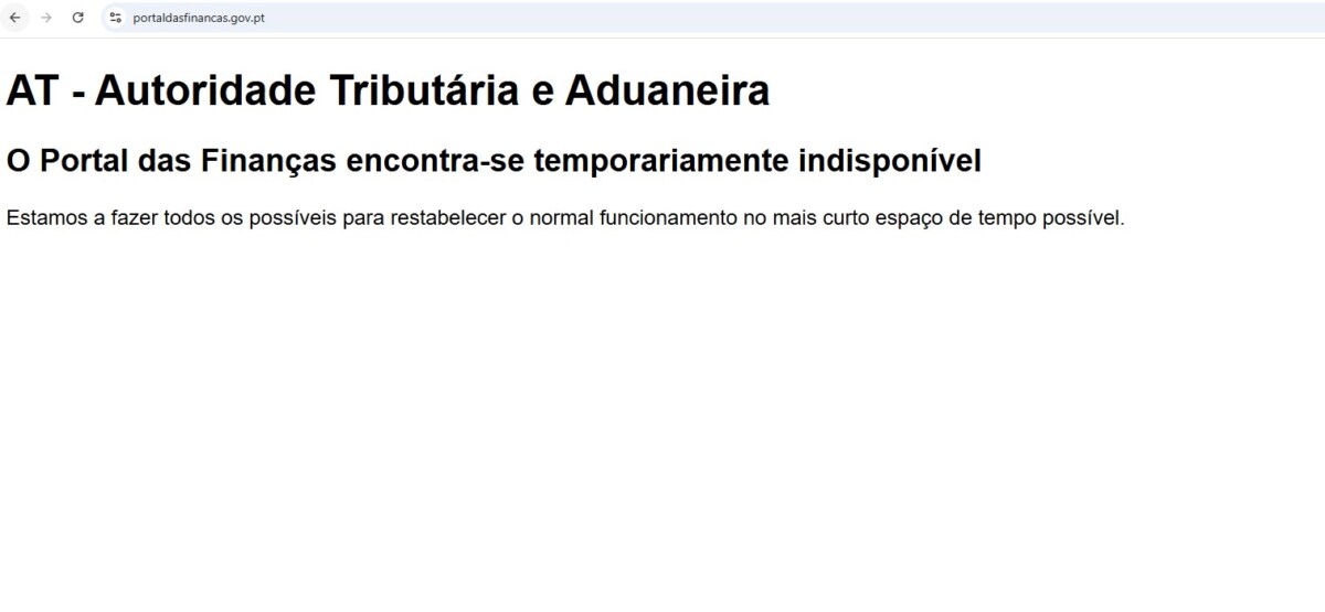 Portal das Finanças está ‘em baixo’